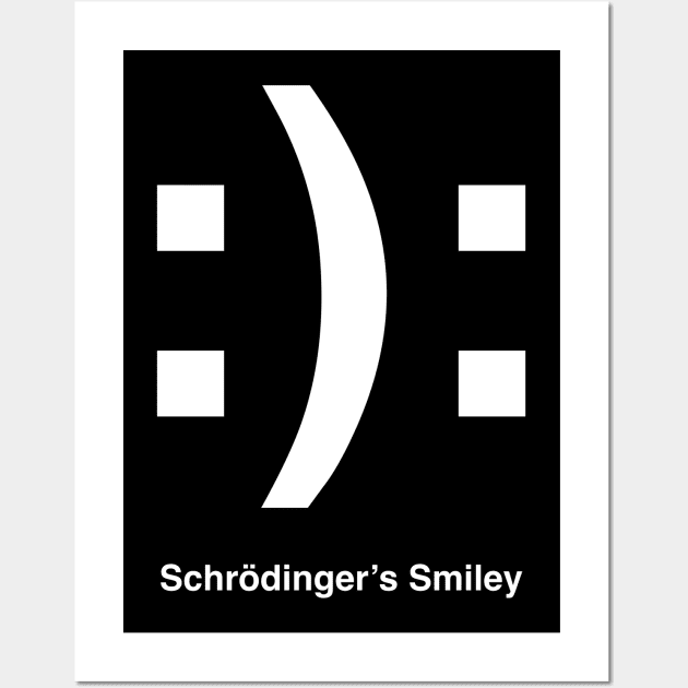 Schrödinger’s Smile(y) WHITE Wall Art by Stupiditee